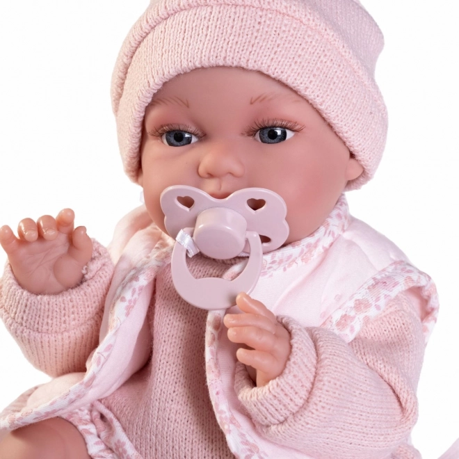 păpușă realistă bebeluș cu funcție de mișcare și corp din material textil moale 34 cm