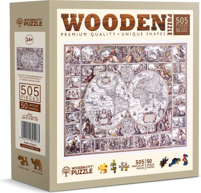 Puzzle din lemn harta descoperirilor 505 piese