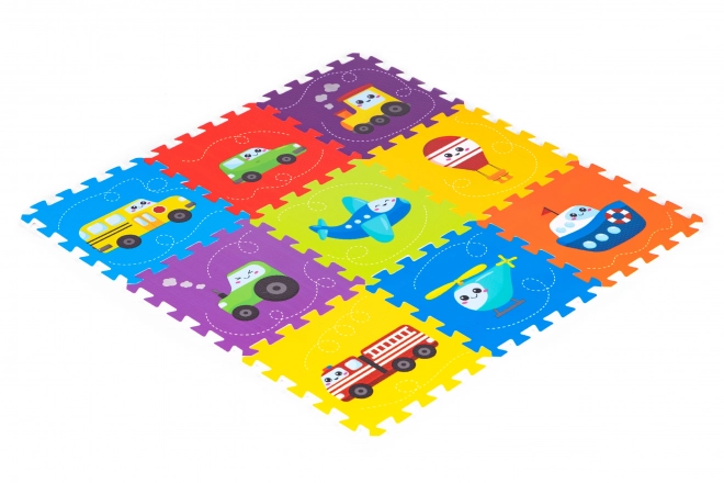 Covor foam puzzle cu vehicule pentru copii 86x86cm IPLAY