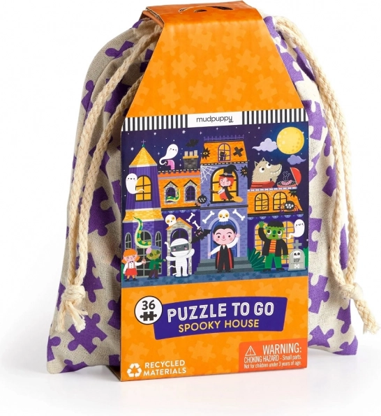 Puzzle Casa Bântuită de la Mudpuppy într-un săculeț din material textil
