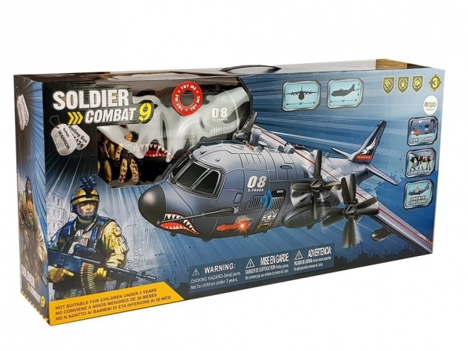 Set militar avion uriaș de 87 cm cu sunete și lumini