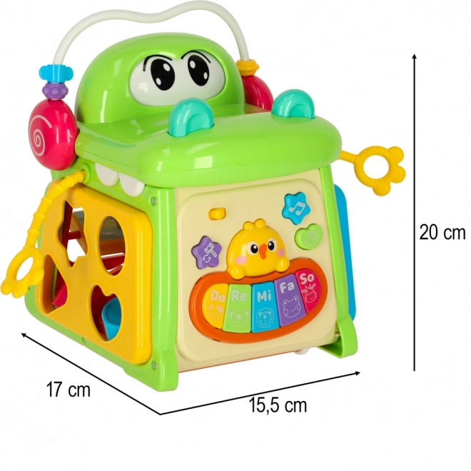 Cub educativ crocodil 4‑în‑1 cu sortator și pian