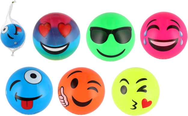Minge de joc cu emoticoane 11 cm, umflată în plasă