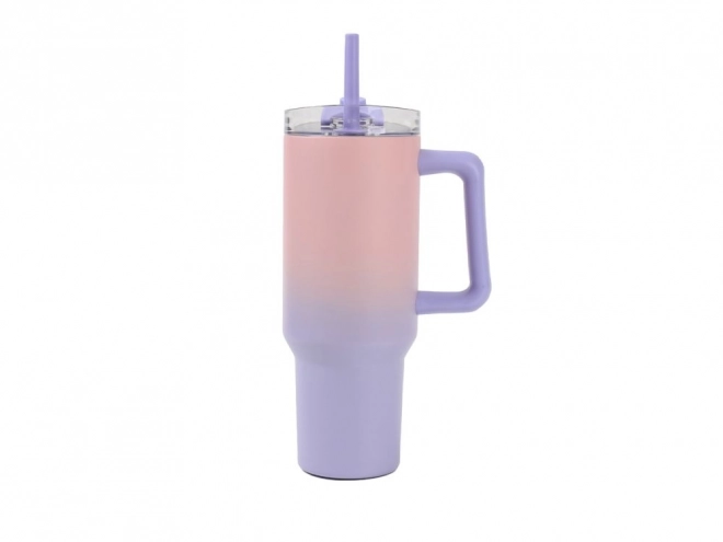 Pahar Termic Mare Cu Pai Pastel