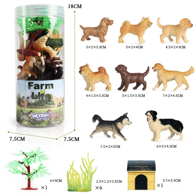 Set figurine câini Woopie 16 piese
