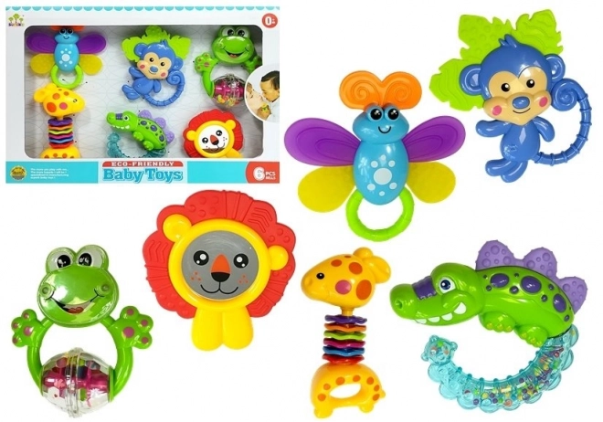 Set de jucării zornăitori și inele pentru dentiție colorate animale jucăușe