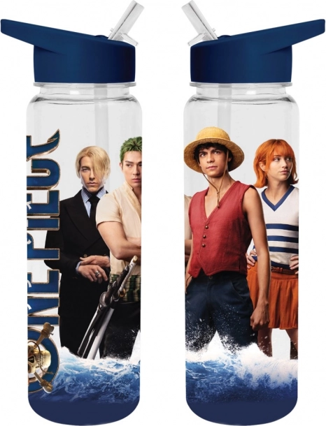 Sticlă din plastic One Piece cu pai încorporat