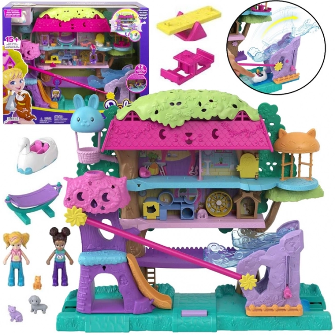 Set figurine Polly Pocket aventurile animalelor căsuța din copac