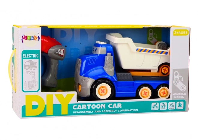 Camion basculant cartoon pentru asamblare DIY albastru