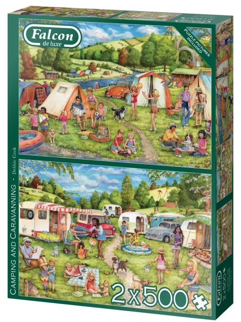 Puzzle Falcon camping și drumeții 2x500 piese