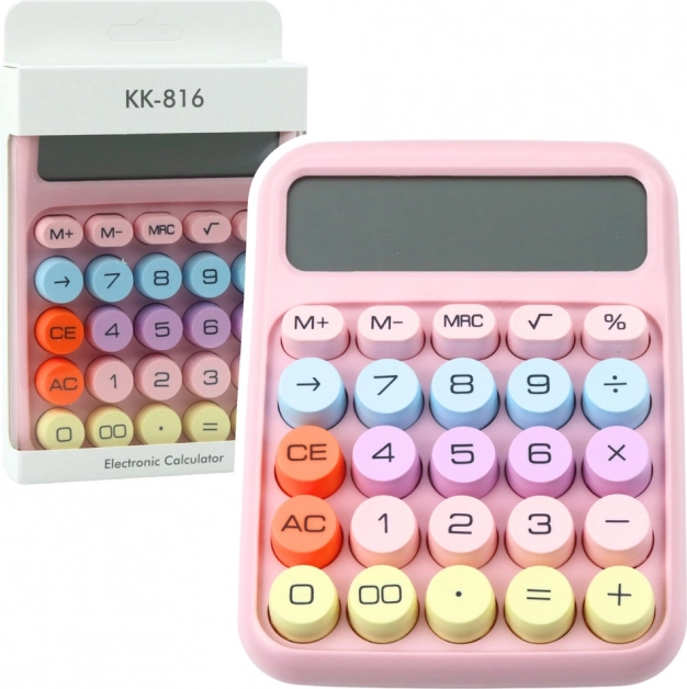 Calculator roz cu baterie pentru birou și școală