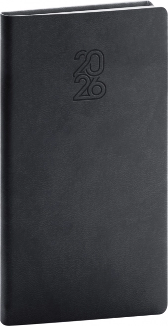 Agenda de buzunar 2026 neagră 9 x 15,5 cm