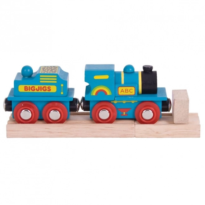 Trenuleț albastru cu tender și șine Bigjigs Rail