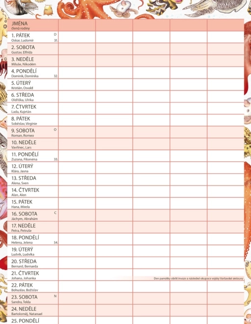 Calendar de planificare familială Animalium 2026