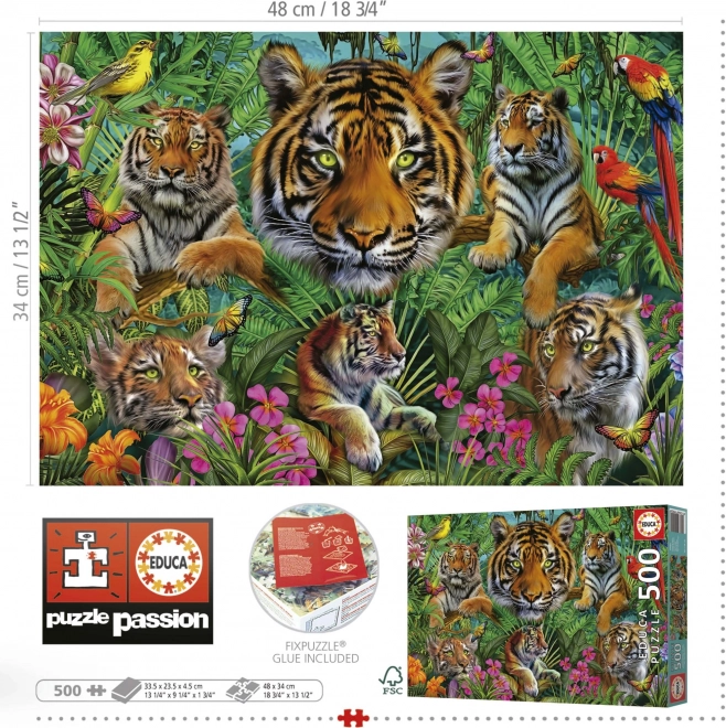 Puzzle Tigrulii în junglă 500 piese