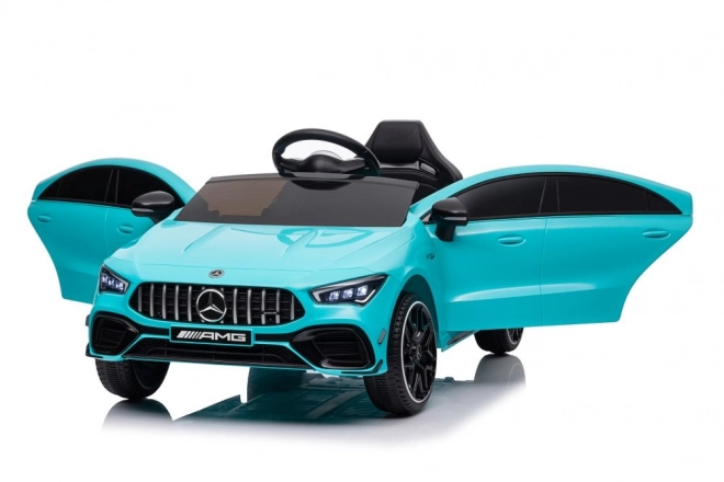 Mașină electrică Mercedes CLA 45s AMG turcoaz 4x4