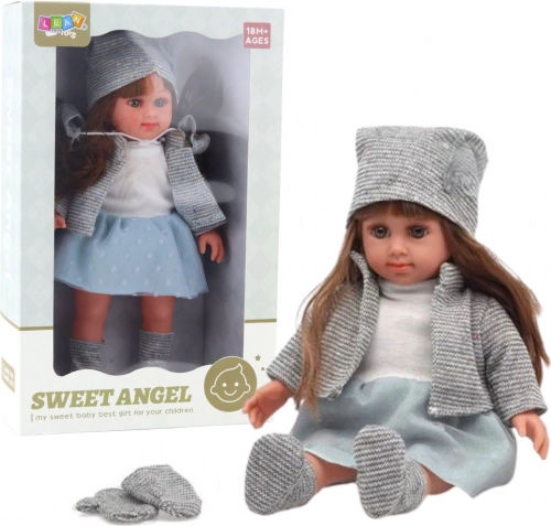 Păpușă SWEET ANGEL în hăinuțe gri 36,5 cm