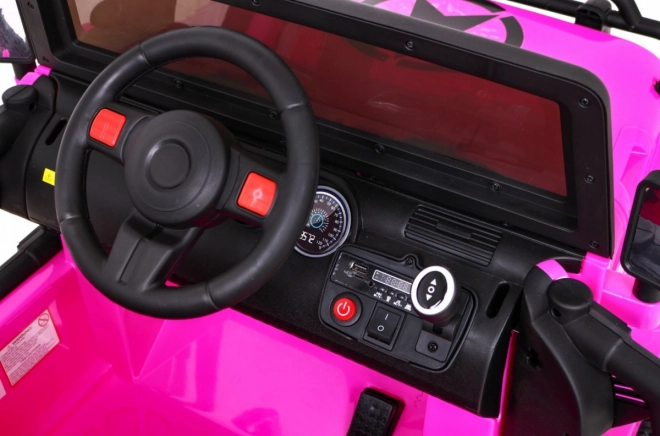Mașină de teren Monster 4x4 jeep pentru copii Roz + Telecomandă + Reglare scaun + Pornire lentă + MP3 LED + Suport bagaje + Rucsac