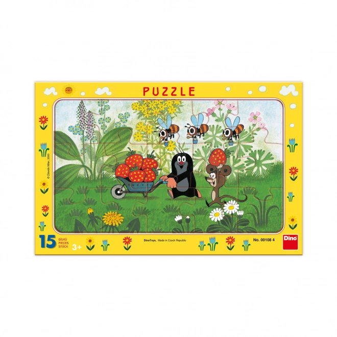 Puzzle din carton cu Krtek în excursie, 15 piese