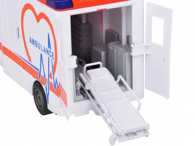 Ambulanță interactivă cu uși rabatabile și efecte luminoase și sonore