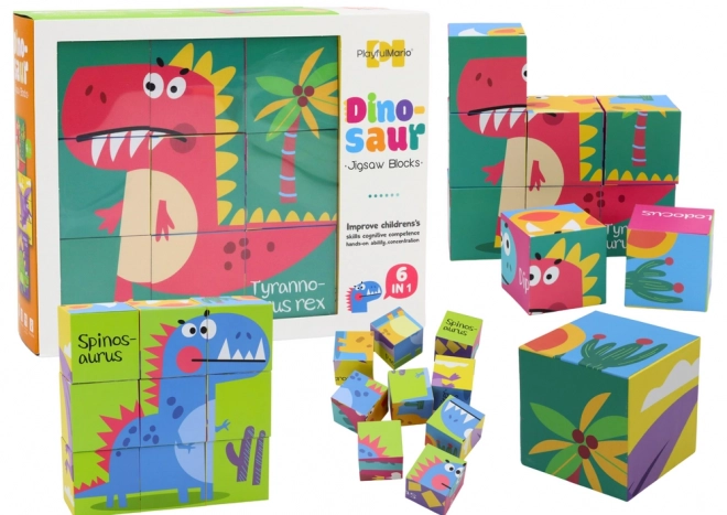 Puzzle educative 6în1 cu dinozauri