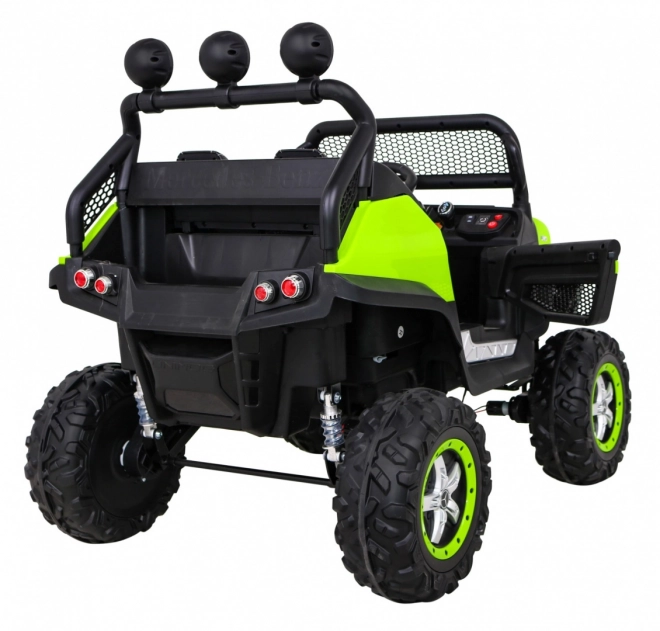 Mercedes Benz Unimog pentru copii Verde + tracțiune 4x4 + telecomandă + spațiu pentru bagaje + pornire lentă + MP3 LED