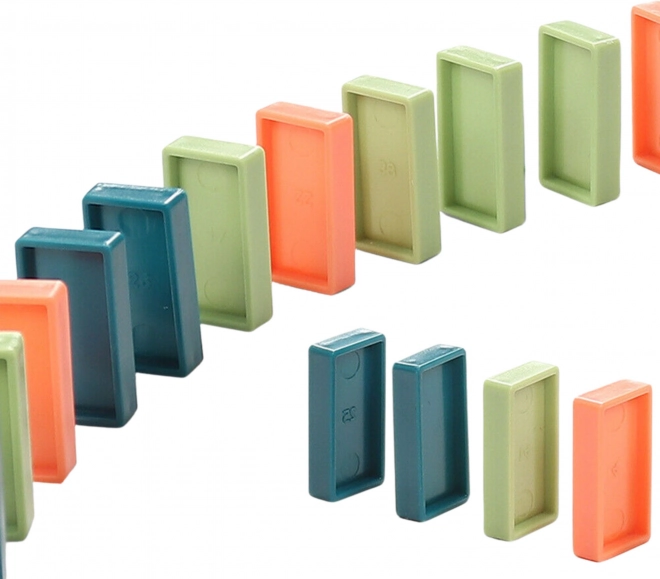 Dinozaur interactiv Domino tren WOOPIE, verde, set 8 buc