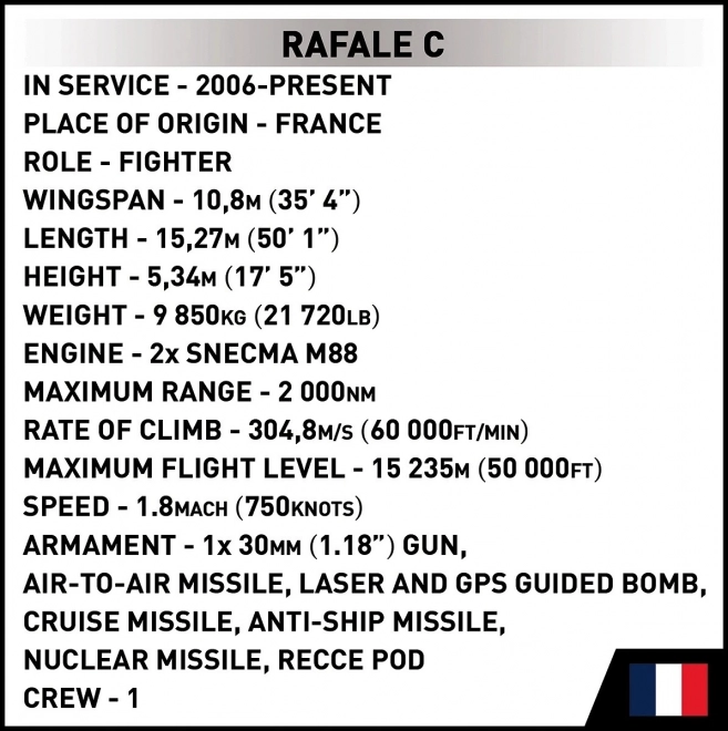 Joc de construcție Dassault Rafale C - 551 de piese
