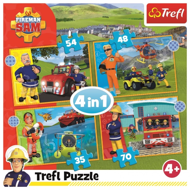 Puzzle cu Sam Pompierul - Set 4 în 1