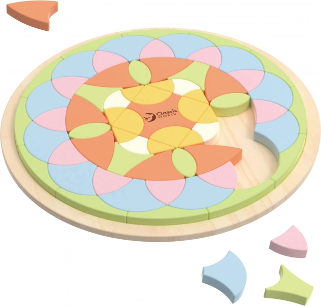 Mandala pastelată Montessori mozaic flori