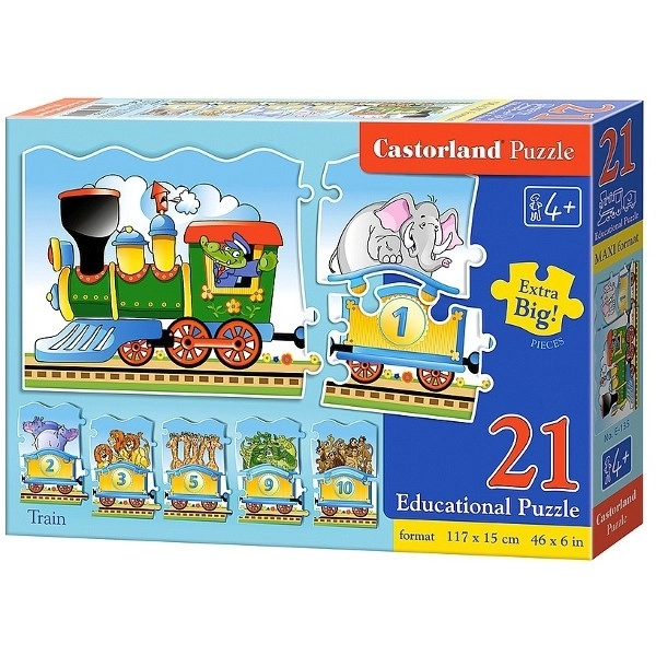 Puzzle educativ tren cu 21 de piese pentru copii