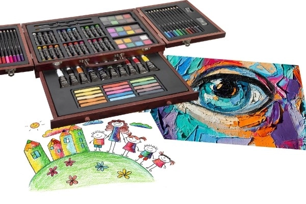 Set pictură creativ Art Box 103 piese în valiză de lemn
