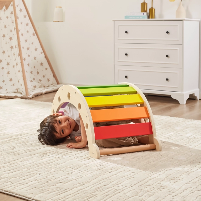 Viga din lemn pod legănat Montessori curcubeu