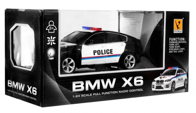 Radiowóz BMW X6 Pentru Copii 8+ Zdalnie Sterowana Poliție 1:24 cu Lumină