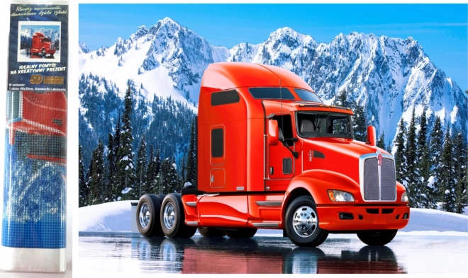 Pictură cu diamante camion roșu Kenworth 30x40cm