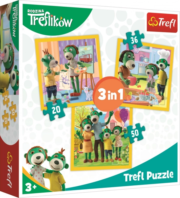 Puzzle 3 în 1 Familia Treflikilor