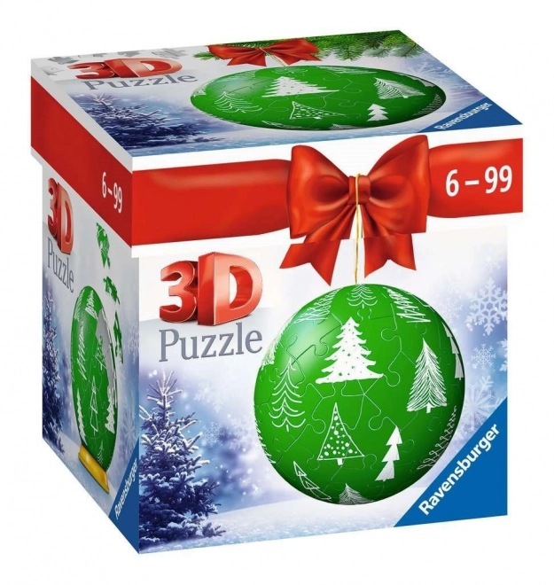 Glob puzzle 3D RAVENSBURGER decorațiune Crăciun verde cu brăduți