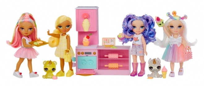 Rainbow High set cu micuța soră – cofetărie