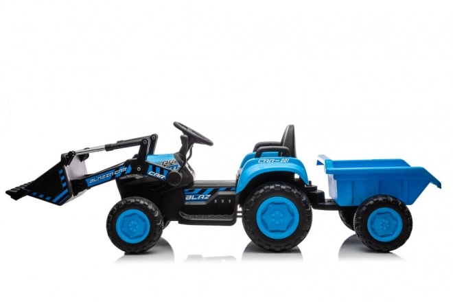 Tractor electric pentru copii cu cupă albastră