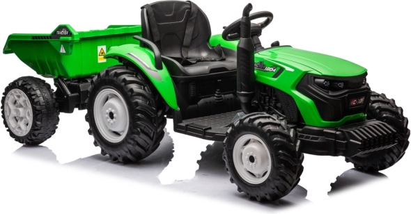 Tractor cu acumulator cu remorcă 24V verde deschis