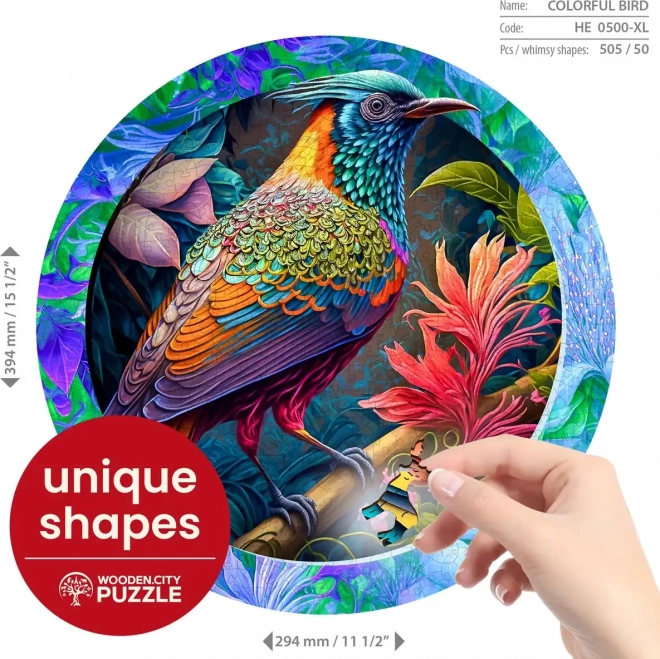 Puzzle din lemn Păsăre colorată