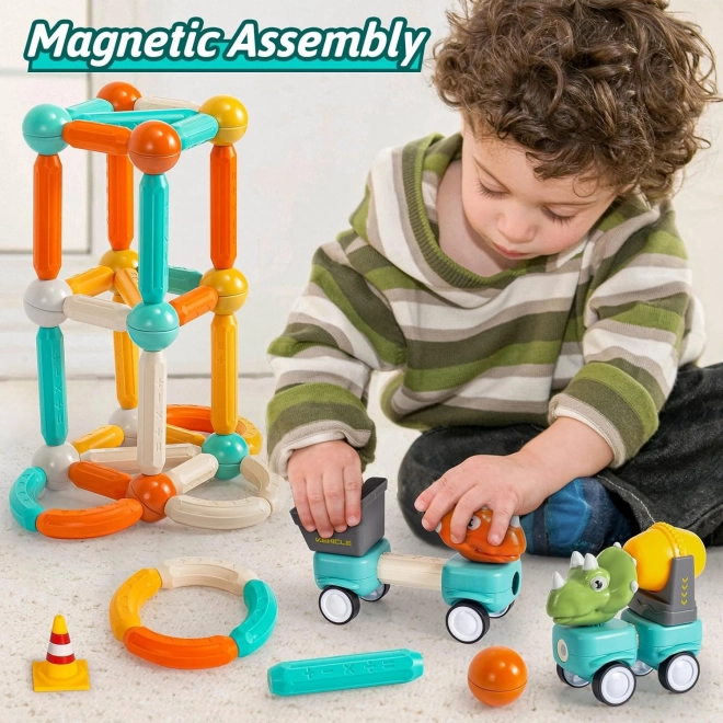 Set de construcție magnetic Dinozauri Woopie 84 piese