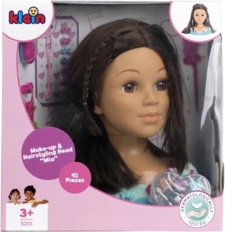 cap de coafat și machiat Mia cu set de cosmetice și accesorii