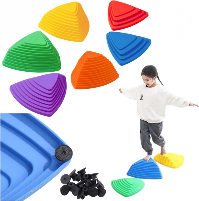 Cale senzorială pentru copii: Pietre de echilibru colorate, 6 buc