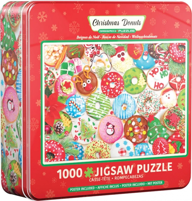 Puzzle Eurographics în cutie metalică Gogoși de Crăciun 1000 piese