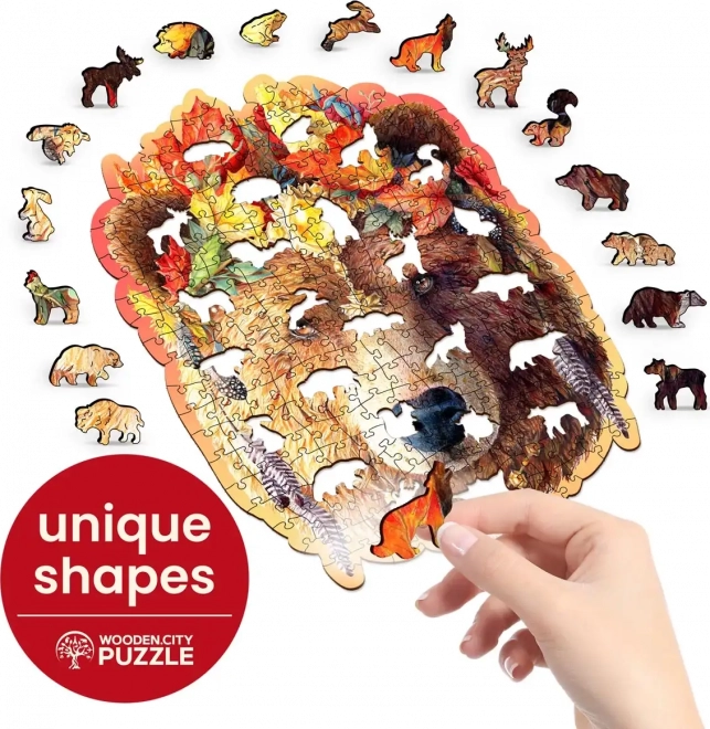 Puzzle de lemn stilizat urs 250 piese