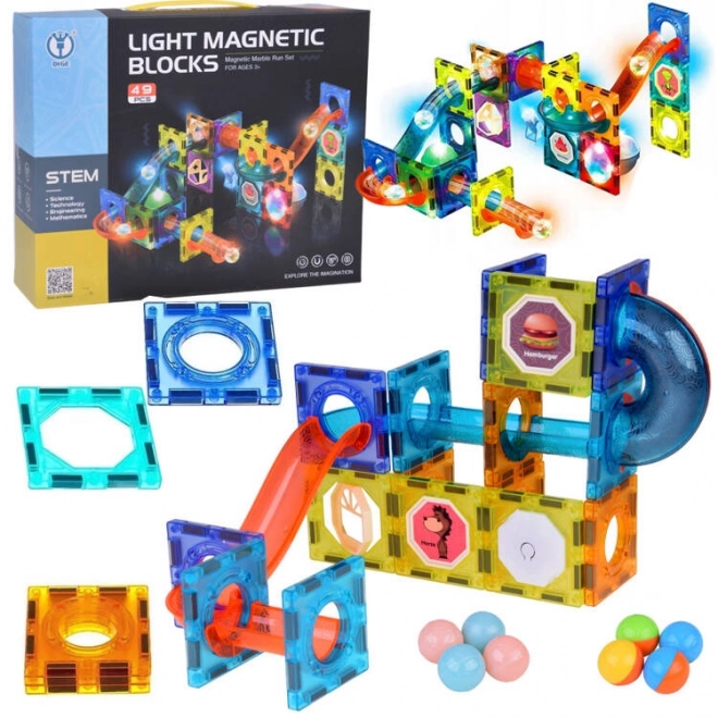 Konstrucție cu Blocuri Magnetice 3D Luminoase pentru Copii