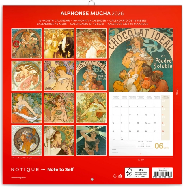 Calendar de notițe Alfons Mucha 2026