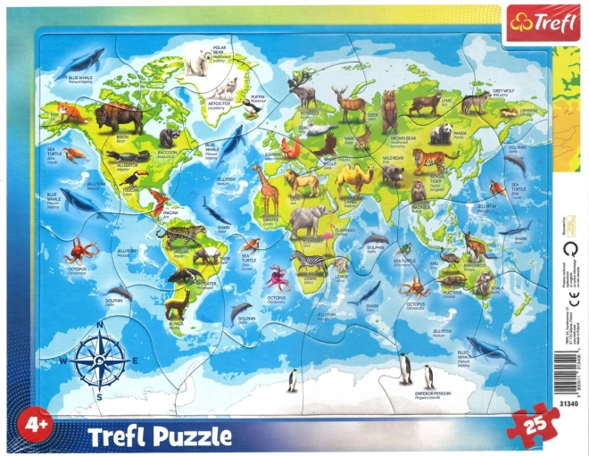 Puzzle Trefl Harta Lumii cu Animale