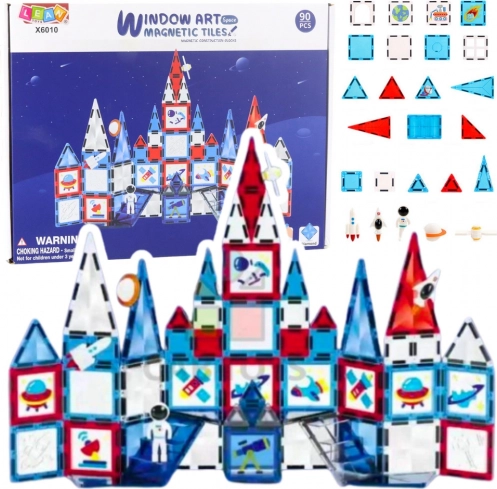 Set de construcție magnetică cu ferestre – set spațial, 90 de piese